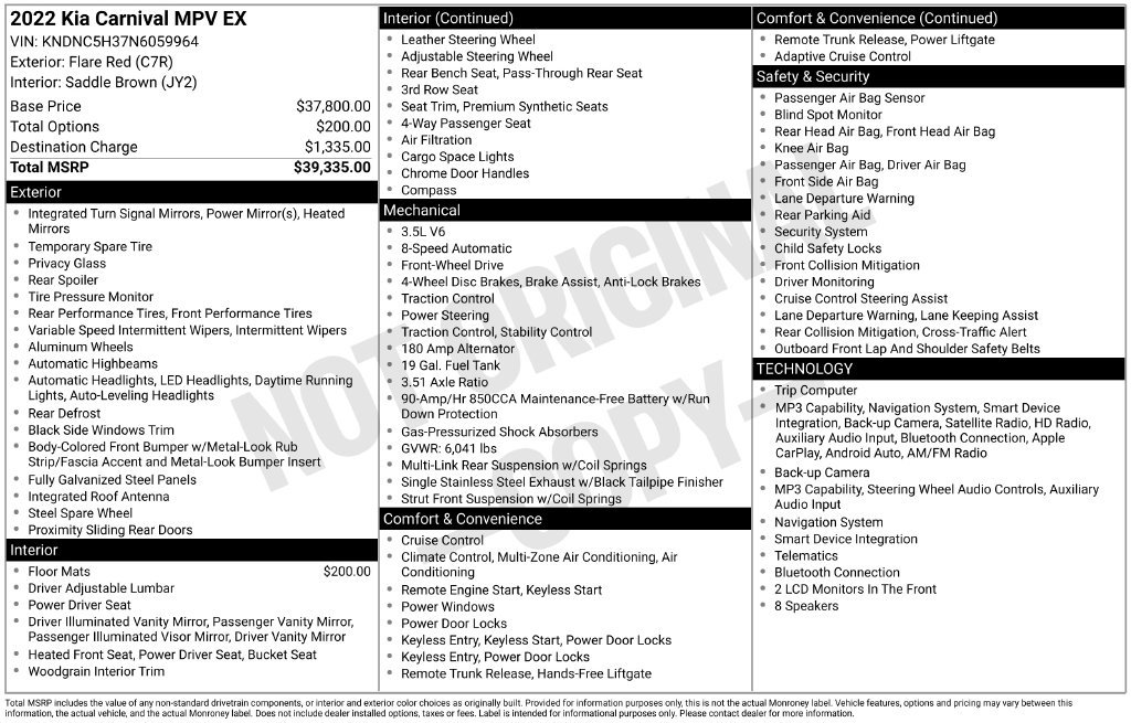 Used 2022 Kia Carnival EX FWD image 52
