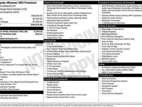 Used 2024 Toyota 4Runner SR5 Premium w/ TRD Black Wheel Package (TMS) AWD/4WD image 5
