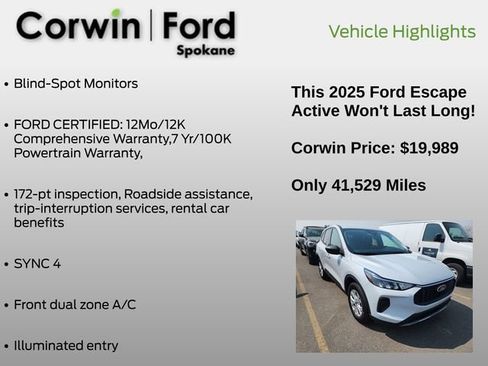 Used 2025 Ford Escape Active AWD/4WD image 4