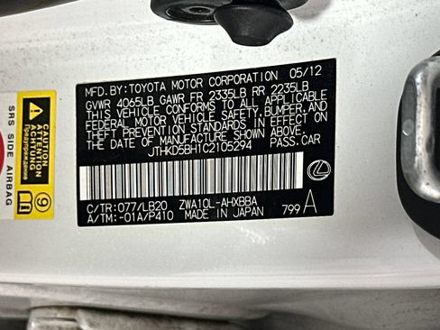 Used 2012 Lexus CT 200h Premium FWD image 9