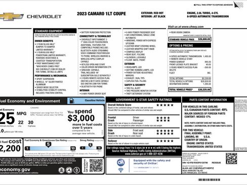 Used 2023 Chevrolet Camaro LT RWD image 2