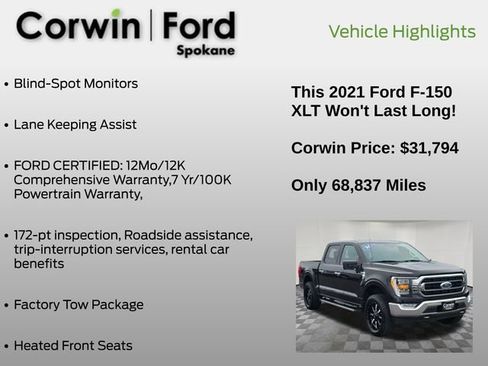 Used 2021 Ford F150 XLT w/ Equipment Group 302A High image 7