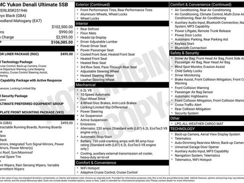 Used 2025 GMC Yukon Denali Ultimate w/ LPO, Floor Liner Package image 2