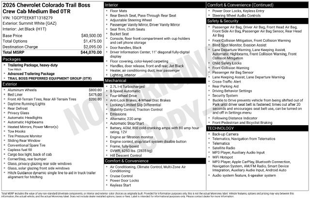 New 2026 Chevrolet Colorado Trail Boss AWD/4WD image 24