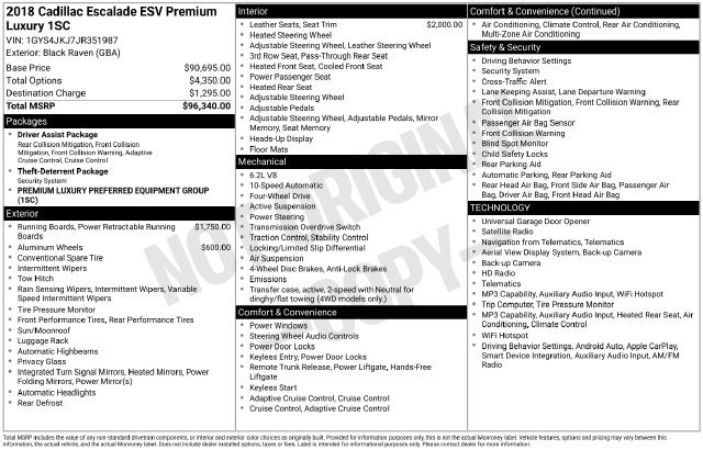 Used 2018 Cadillac Escalade ESV Premium Luxury AWD/4WD image 20