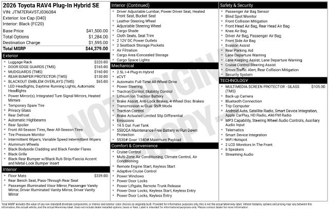 New 2026 Toyota RAV4 SE AWD/4WD image 1