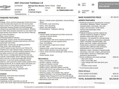Certified 2021 Chevrolet TrailBlazer LS FWD image 32