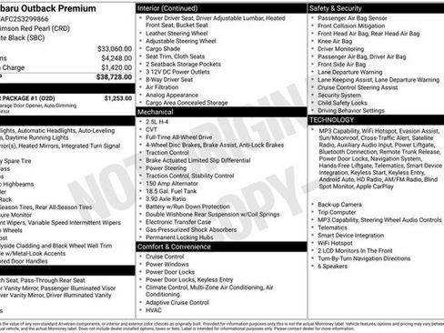 Used 2025 Subaru Outback Premium w/ Popular Package #1 AWD/4WD image 33