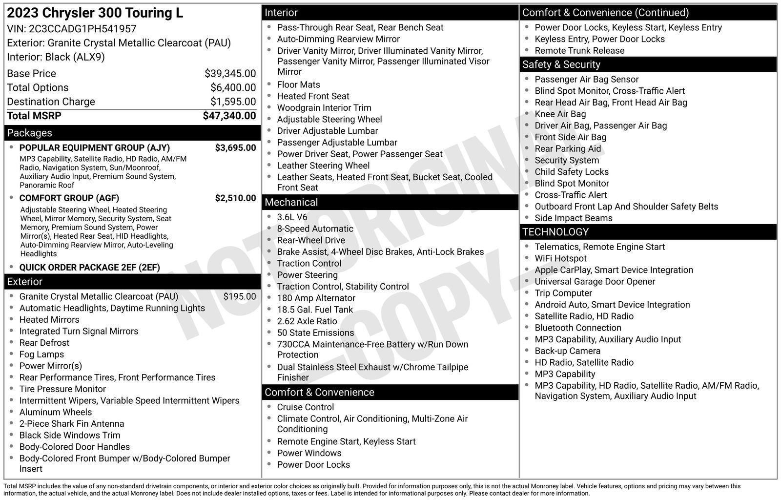 Used 2023 Chrysler 300 Touring L w/ Popular Equipment Group RWD image 4