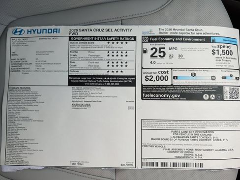 New 2026 Hyundai Santa Cruz SEL FWD image 33