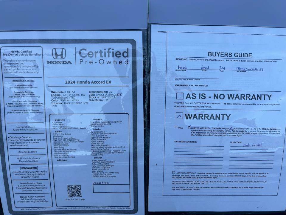 Certified 2024 Honda Accord EX image 37