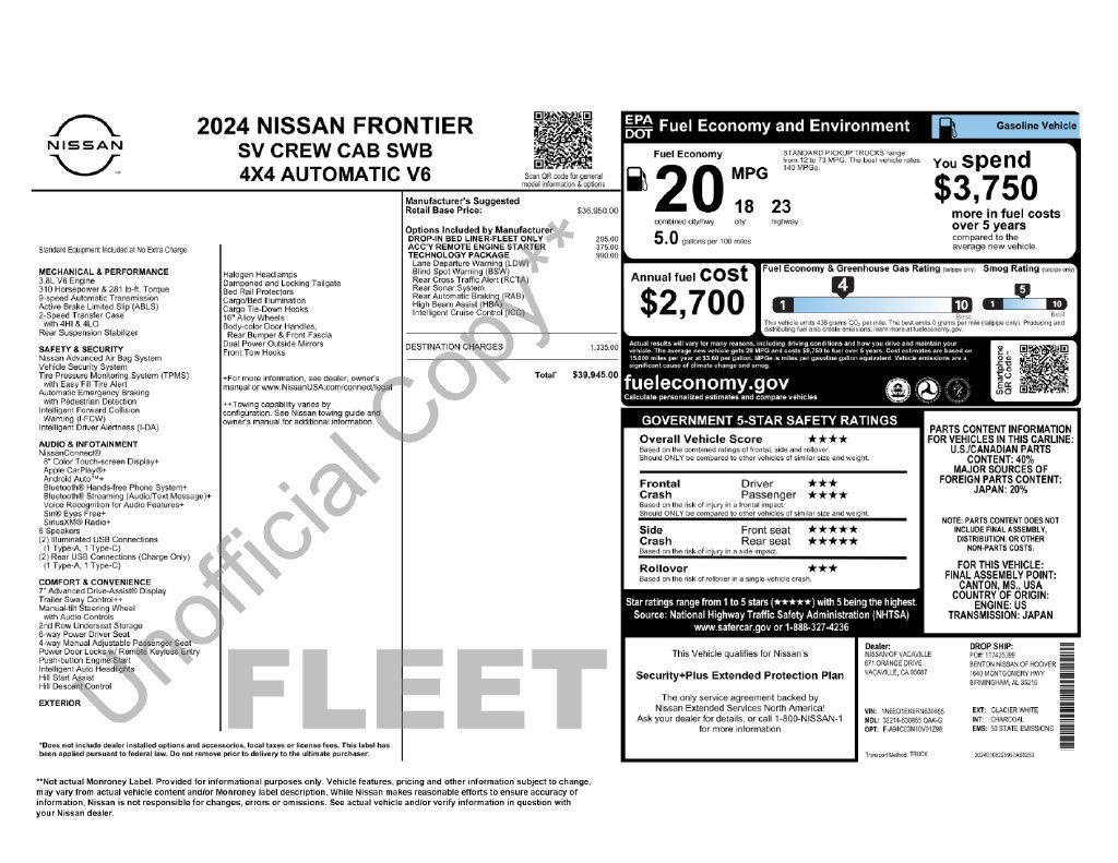 Used 2024 Nissan Frontier SV w/ Technology Package AWD/4WD image 43