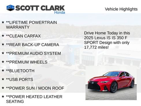 Used 2025 Lexus IS 350 F Sport w/ Accessory Package 2 RWD image 12