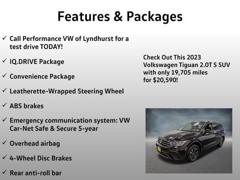 Used 2023 Volkswagen Tiguan S w/ IQ.Drive Package AWD/4WD image 4
