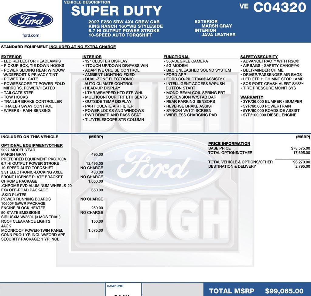 New 2027 Ford F250 King Ranch w/ Chrome Package AWD/4WD image 2