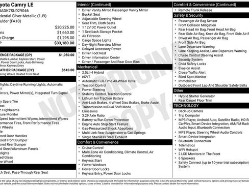 Used 2025 Toyota Camry LE w/ Convenience Package AWD/4WD image 10