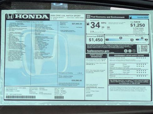 New 2026 Honda Civic Sport image 17