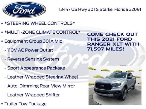 Used 2021 Ford Ranger XLT w/ Equipment Group 301A Mid RWD image 17