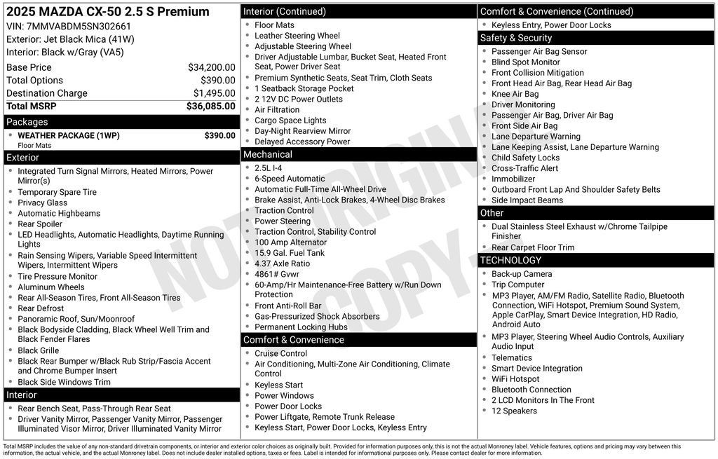 Certified 2025 MAZDA CX-50 AWD 2.5 S w/ Weather Package image 7