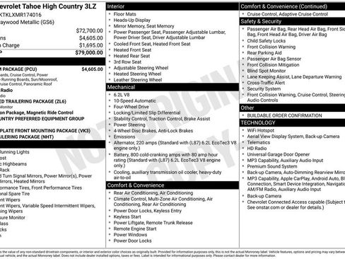 Used 2021 Chevrolet Tahoe High Country w/ Premium Package AWD/4WD image 2