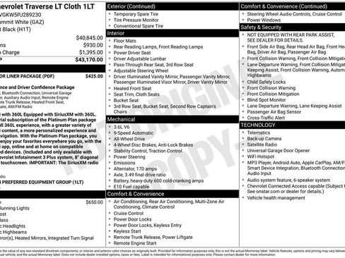 Used 2023 Chevrolet Traverse LT w/ LPO, Floor Liner Package AWD/4WD image 11