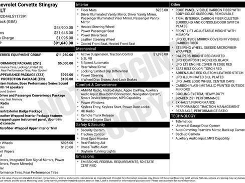 Used 2020 Chevrolet Corvette Stingray Premium Cpe w/ 3LT Preferred Equipment Group image 4