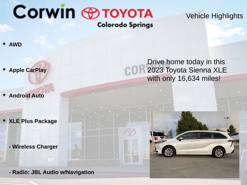 Used 2023 Toyota Sienna XLE w/ XLE Plus Package AWD/4WD image 7