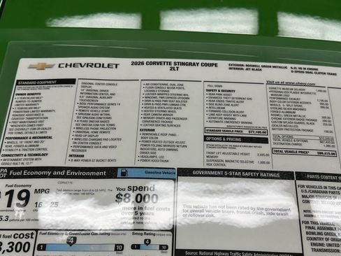 Used 2026 Chevrolet Corvette Stingray Preferred Cpe w/ Chrome Exterior Badge Package image 33