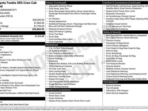 Used 2022 Toyota Tundra SR5 w/ SR5 Convenience Package AWD/4WD image 34