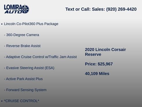 Used 2020 Lincoln Corsair Reserve w/ Equipment Group 201A AWD/4WD image 7