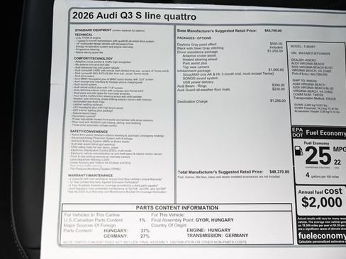 New 2026 Audi Q3 quattro 2.0T image 22