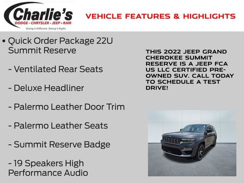 Certified 2022 Jeep Grand Cherokee Summit AWD/4WD image 19