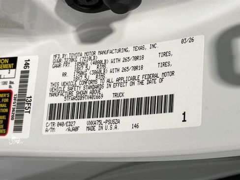 New 2026 Toyota Tundra SR5 AWD/4WD image 26