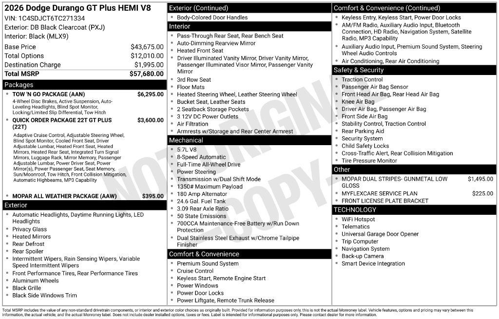 New 2026 Dodge Durango GT w/ Tow 'N Go Package AWD/4WD image 6