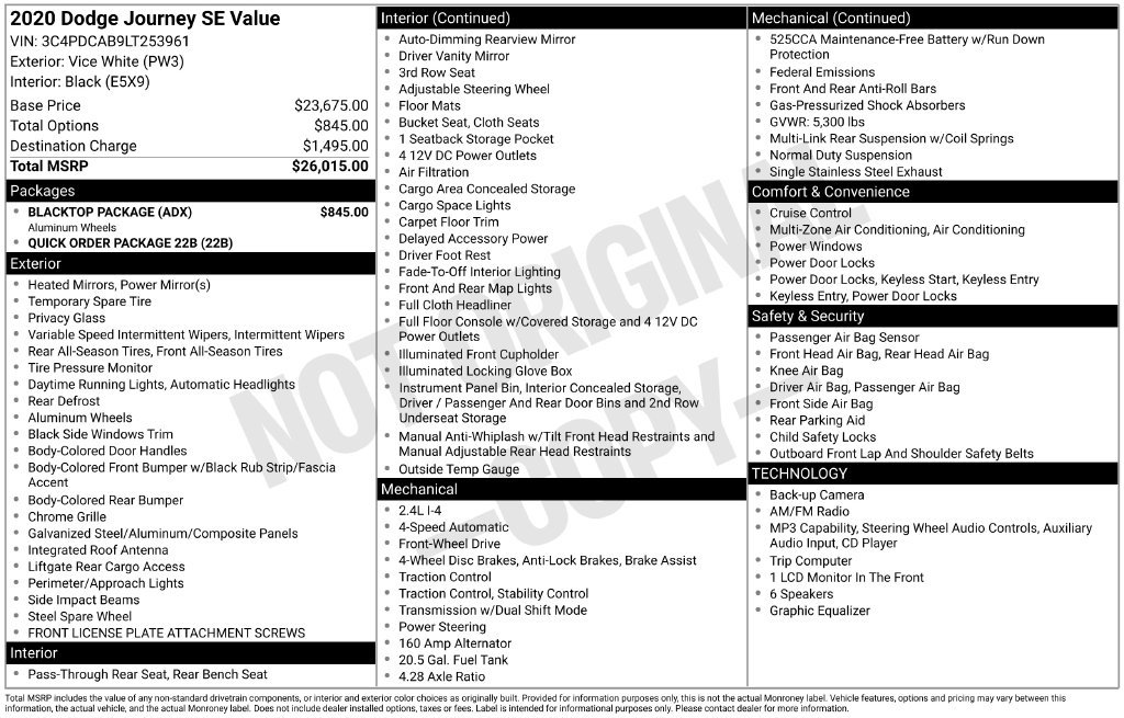 Used 2020 Dodge Journey SE w/ Blacktop Package FWD image 40