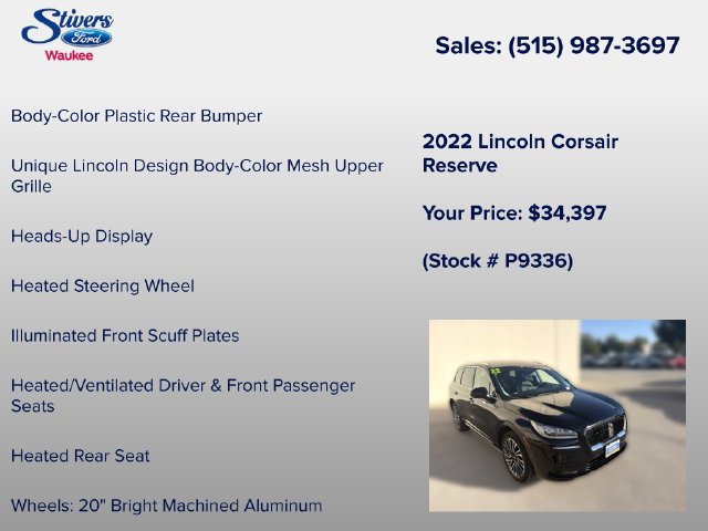 Certified 2022 Lincoln Corsair Reserve w/ Equipment Group 201A AWD/4WD image 34