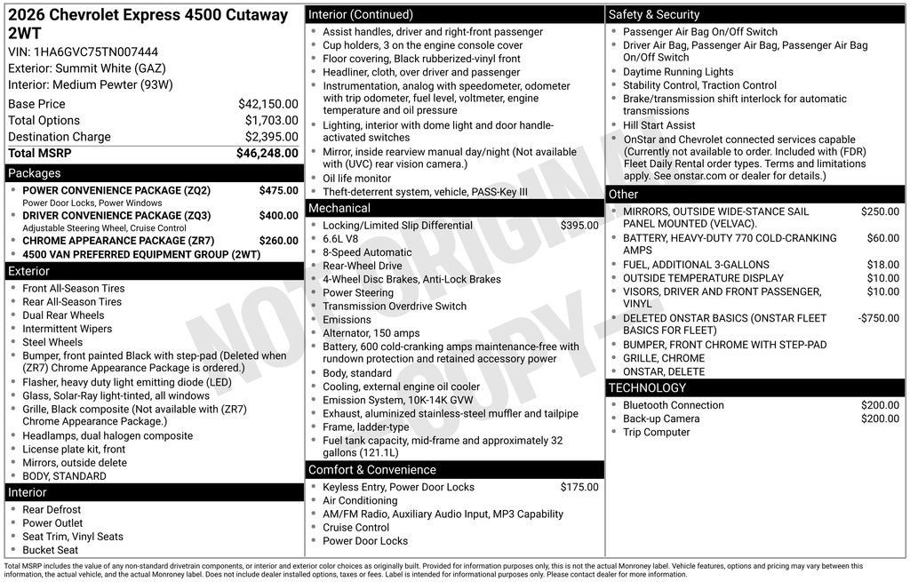 New 2026 Chevrolet Express 4500 w/ Power Convenience Package RWD image 3