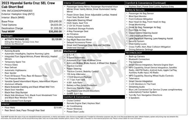 Certified 2023 Hyundai Santa Cruz SEL w/ Activity Package AWD/4WD image 37