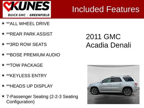 Used 2011 GMC Acadia Denali AWD/4WD image 3
