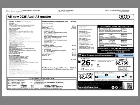 New 2025 Audi A5 2.0T Premium Plus image 20