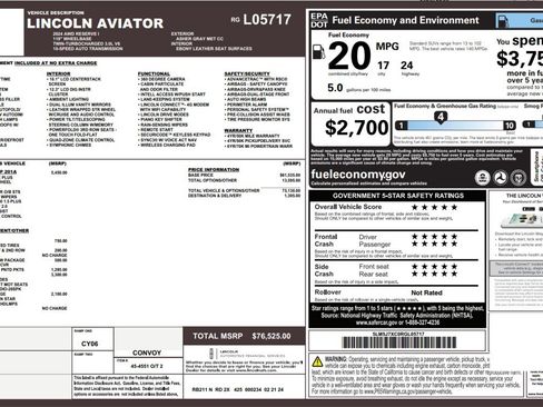 Used 2024 Lincoln Aviator Reserve w/ Equipment Group 201A AWD/4WD image 15