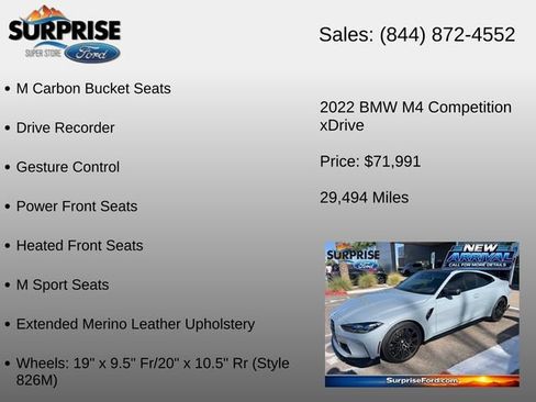 Used 2022 BMW M4 xDrive Competition w/ M Carbon Exterior Package AWD/4WD image 18