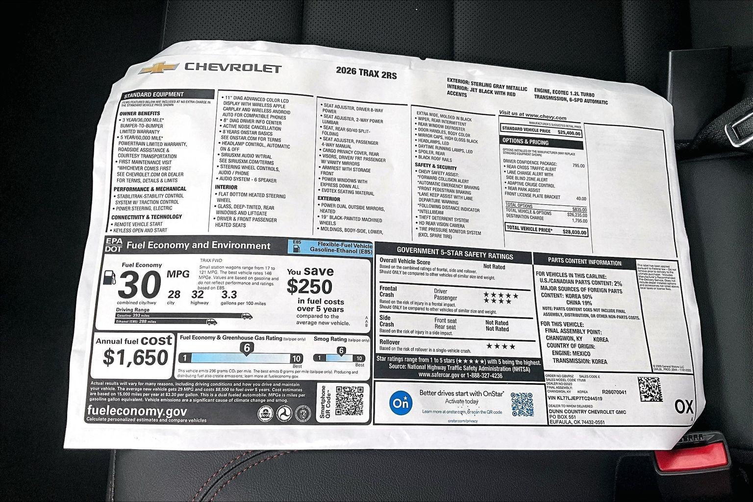 New 2026 Chevrolet Trax RS w/ Driver Confidence Package FWD image 14
