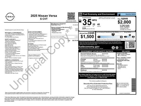 New 2025 Nissan Versa S w/ Trunk Package image 22