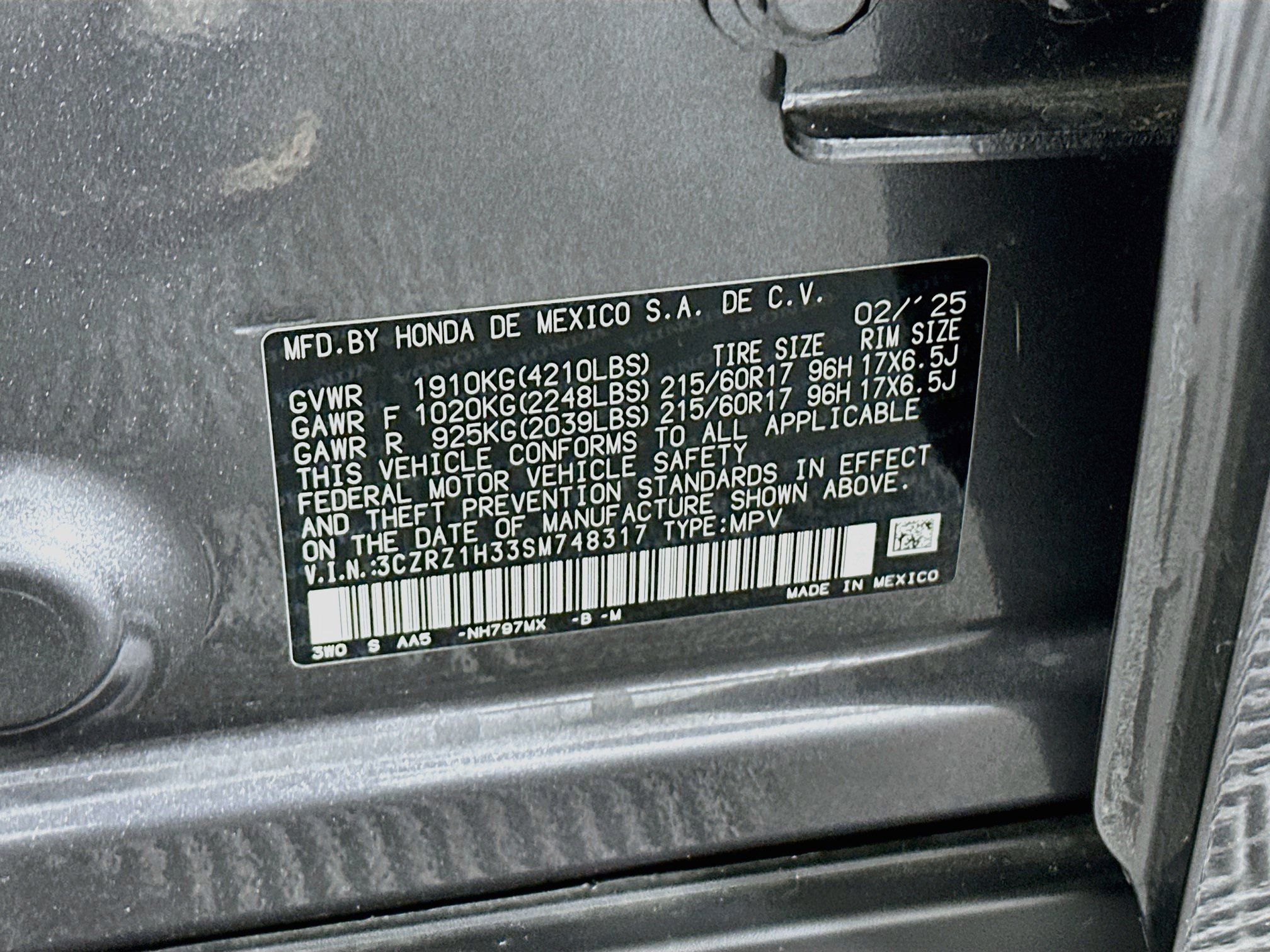 Used 2025 Honda HR-V LX image 12
