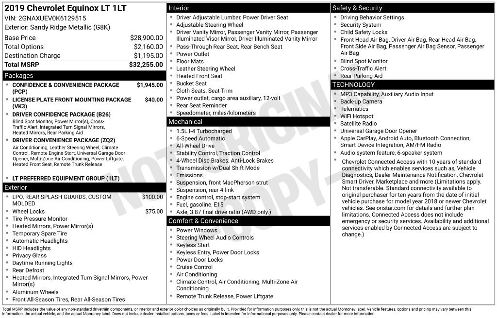 Used 2019 Chevrolet Equinox LT AWD/4WD image 2
