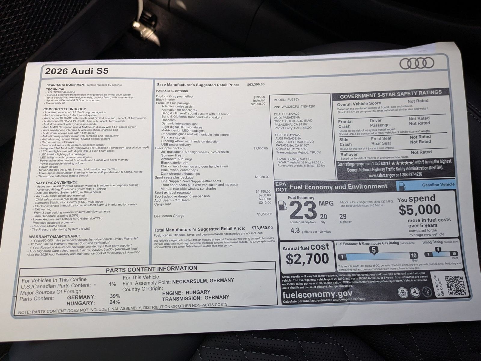 New 2026 Audi S5 Premium Plus AWD/4WD image 18