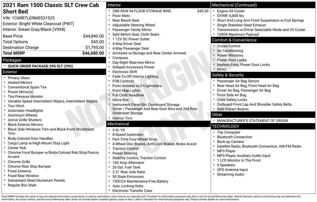 Used 2021 RAM 1500 Classic SLT AWD/4WD image 24