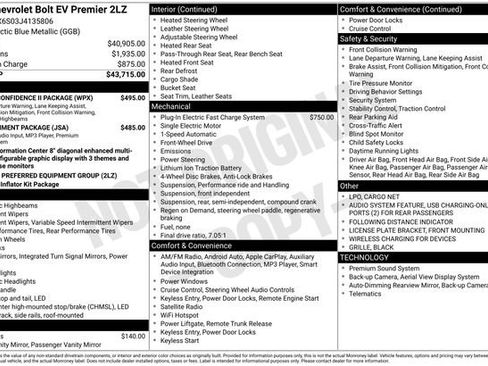 Used 2018 Chevrolet Bolt Premier w/ Driver Confidence II Package image 5