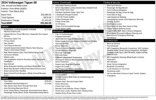 Used 2024 Volkswagen Tiguan SE AWD/4WD image 34